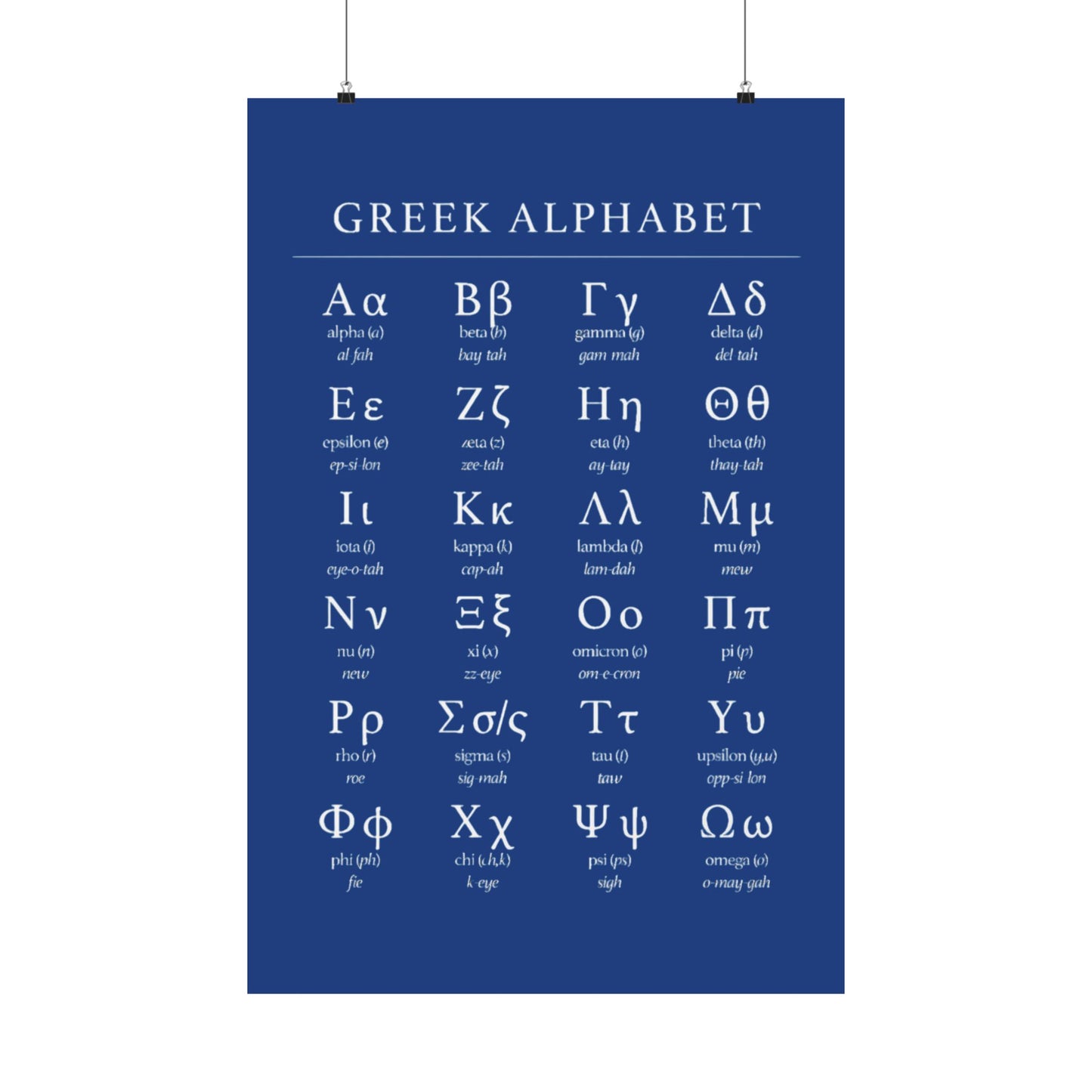 Greek Alphabet - Dark Blue Matte Vertical Posters