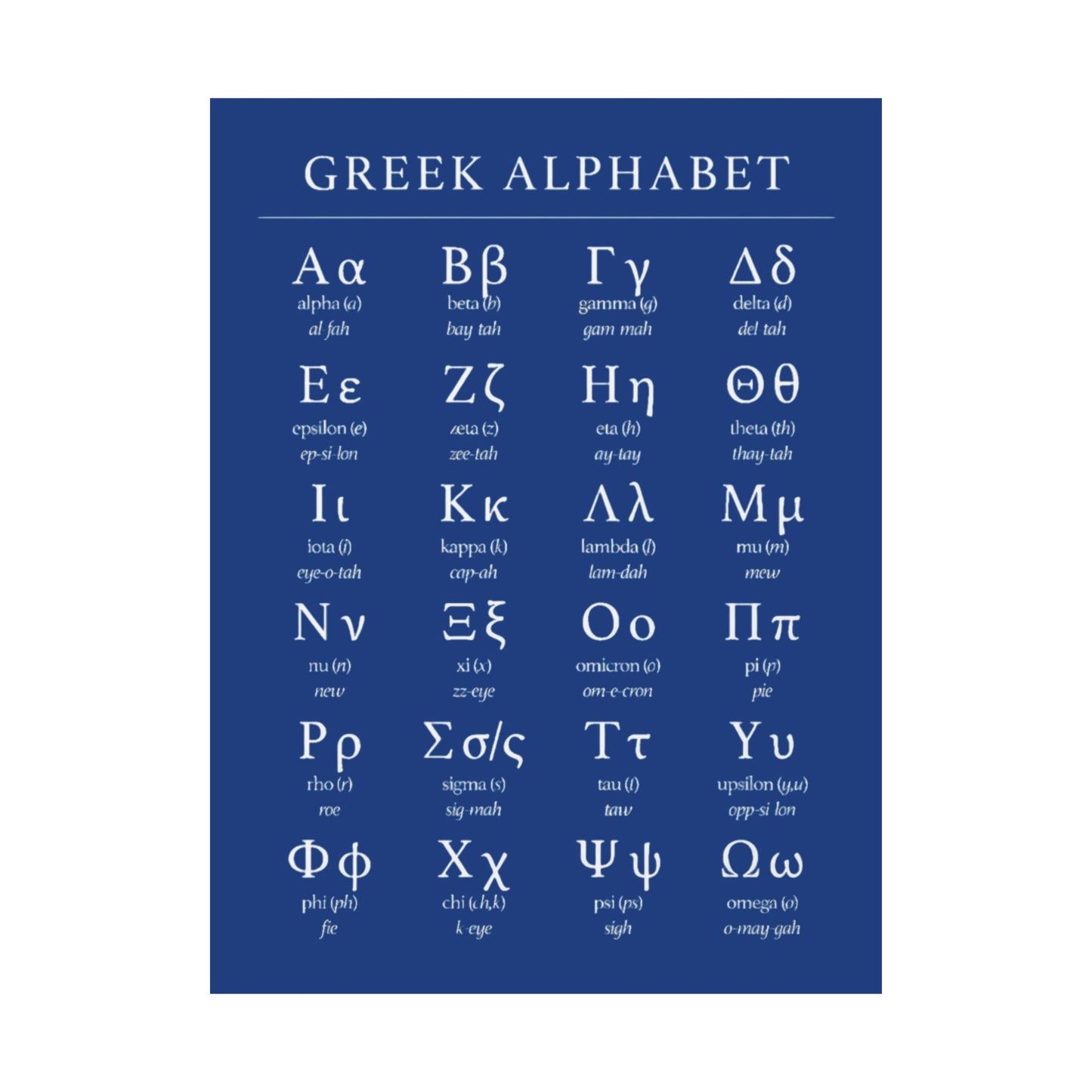 Greek Alphabet - Dark Blue Matte Vertical Posters