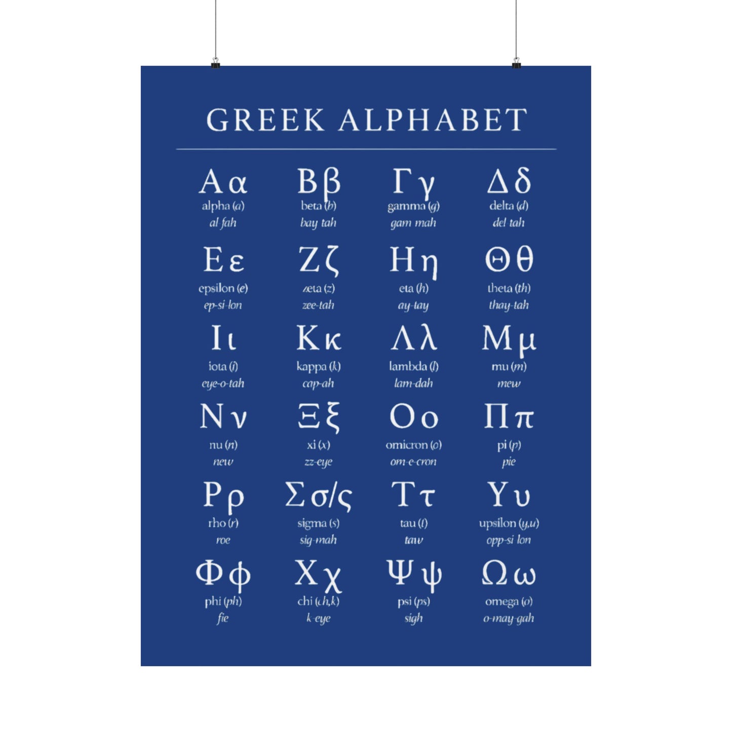 Greek Alphabet - Dark Blue Matte Vertical Posters