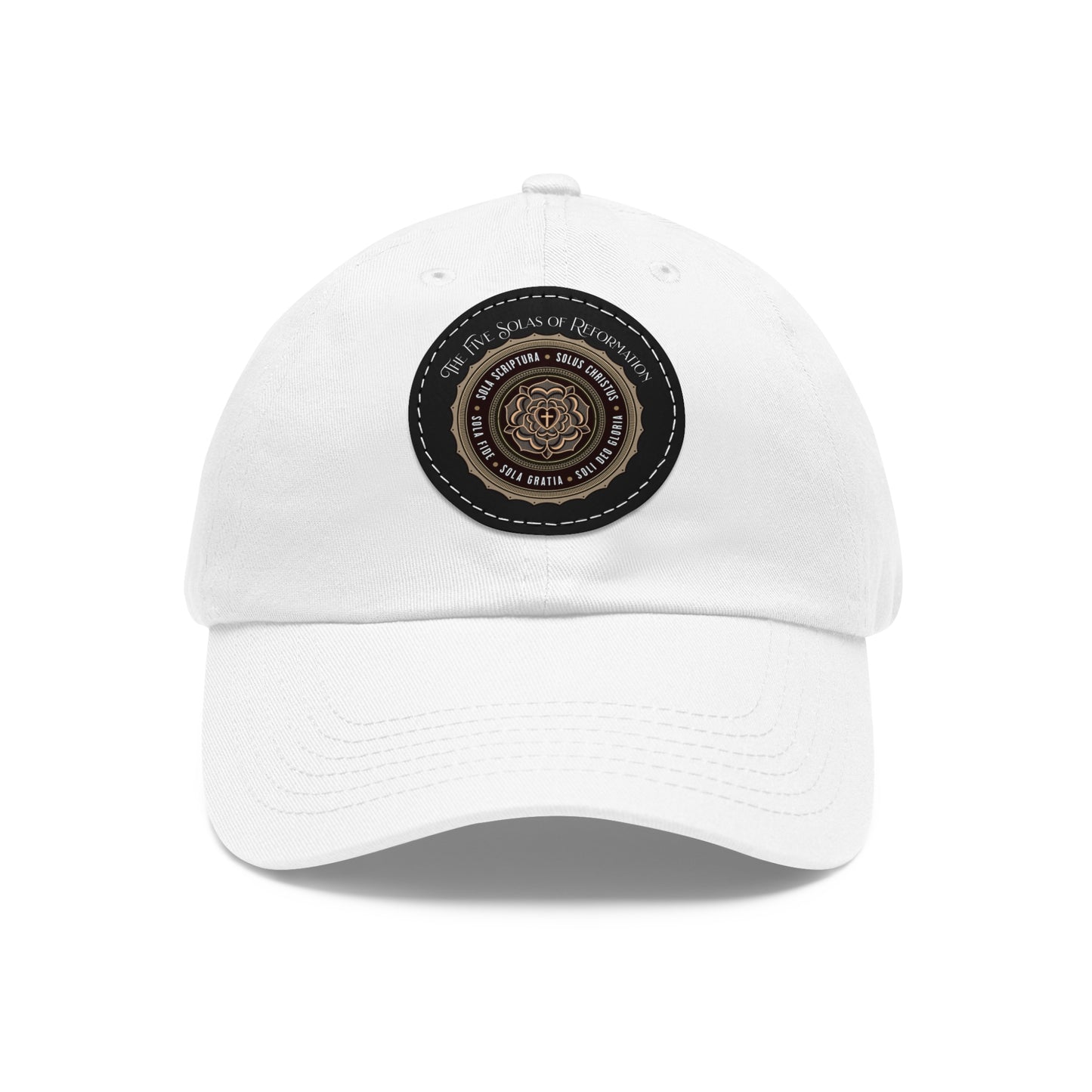 The 5 Solas of Reformation Dad Hat with Round Leather Patch