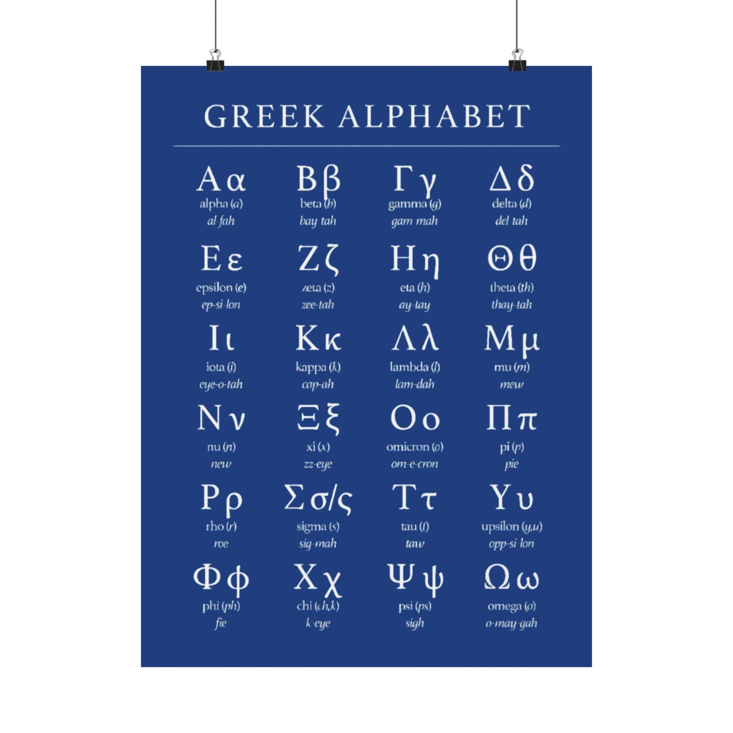 Greek Alphabet - Dark Blue Matte Vertical Posters