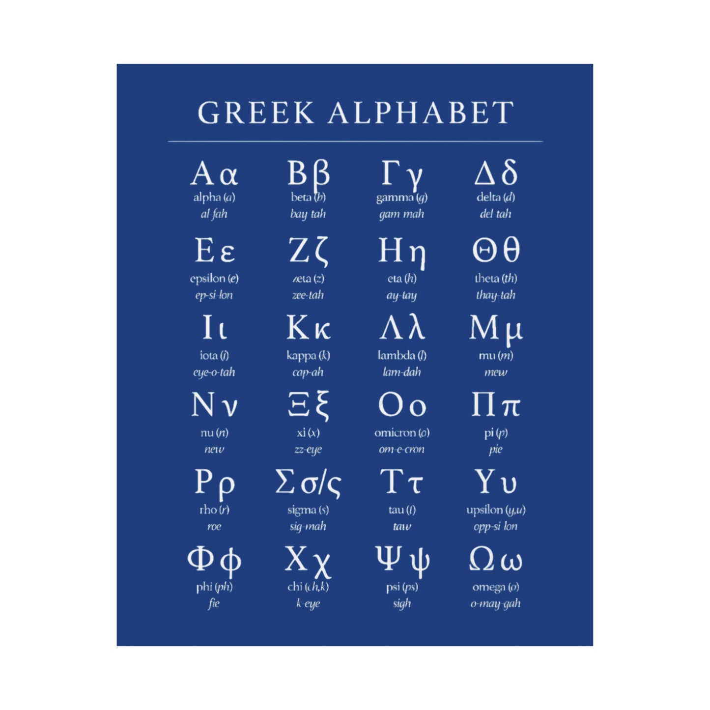 Greek Alphabet - Dark Blue Matte Vertical Posters