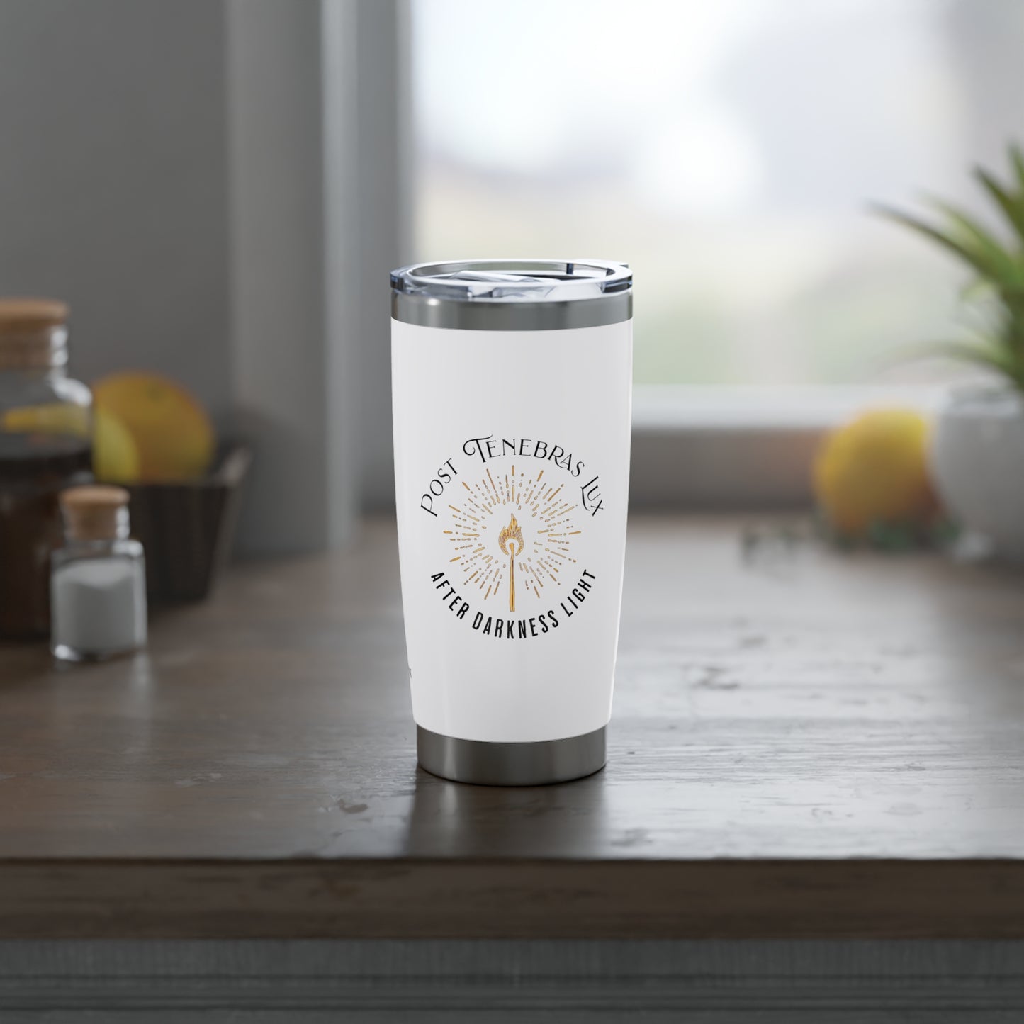 Post Tenebras Lux 20oz White Tumbler