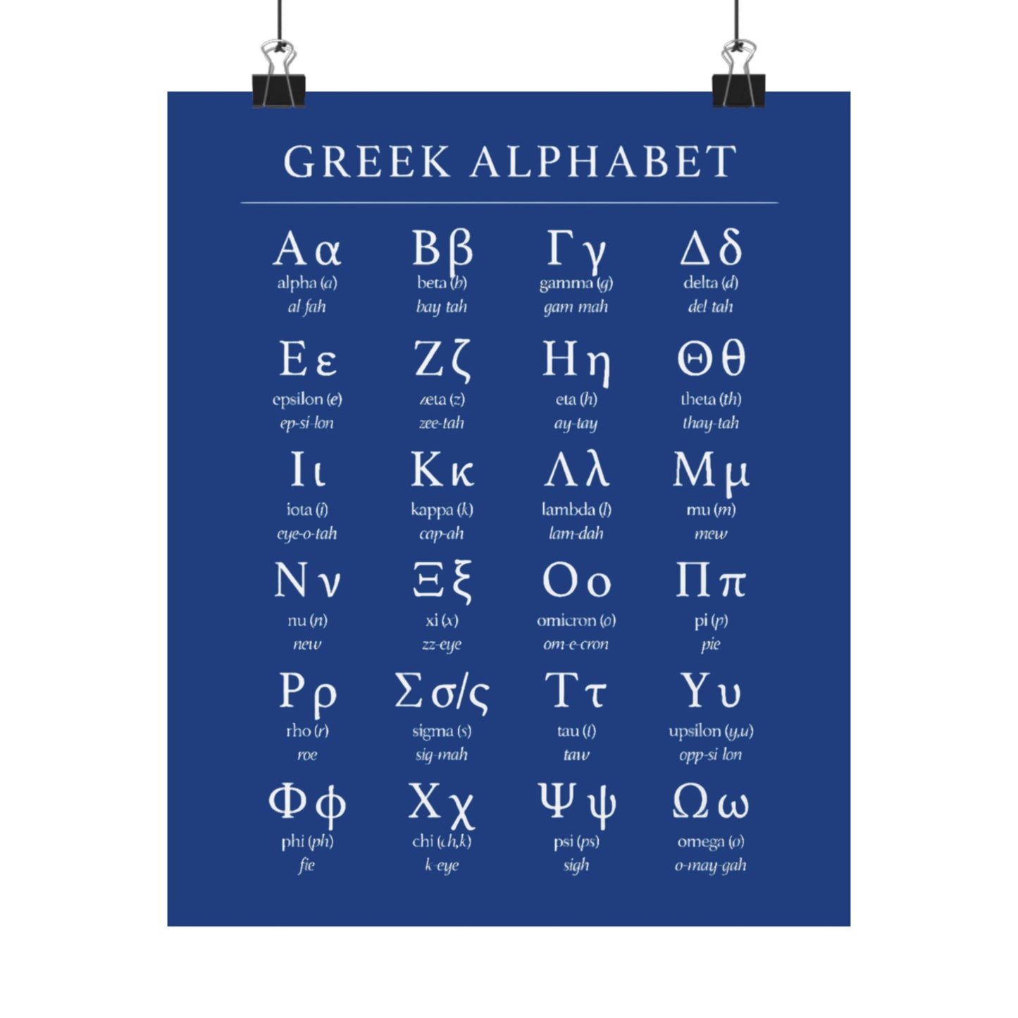 Greek Alphabet - Dark Blue Matte Vertical Posters