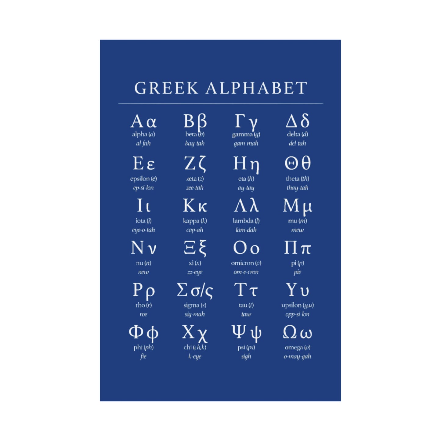 Greek Alphabet - Dark Blue Matte Vertical Posters