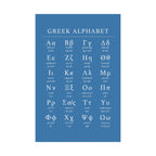 Greek Alphabet -  Aqua Blue Matte Vertical Posters