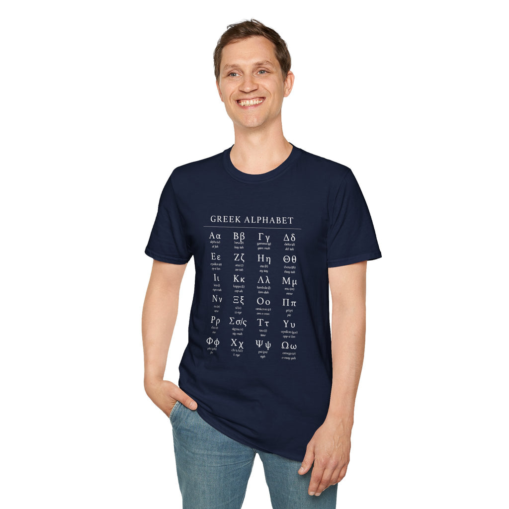 Greek Alphabet Unisex Softstyle T-Shirt - Perfect for Students and Scholars