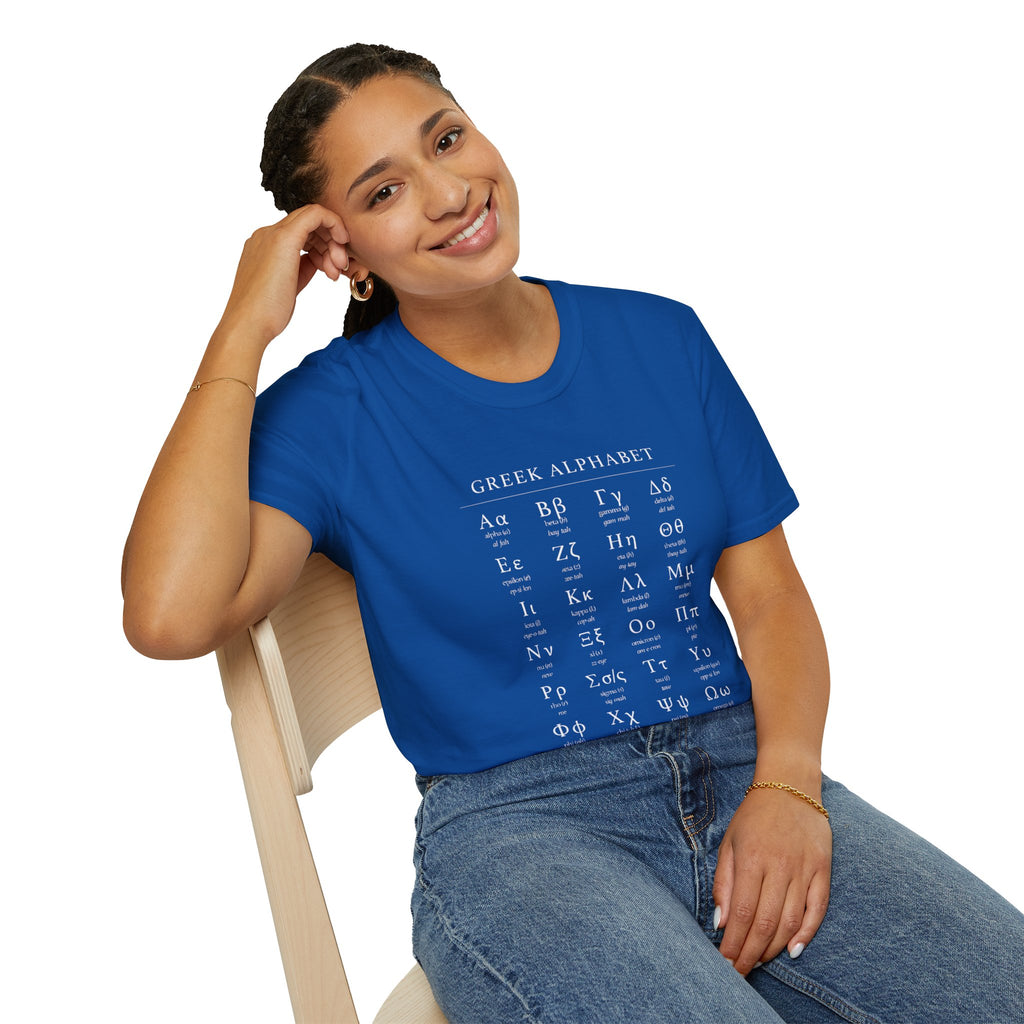 Greek Alphabet Unisex Softstyle T-Shirt - Perfect for Students and Scholars