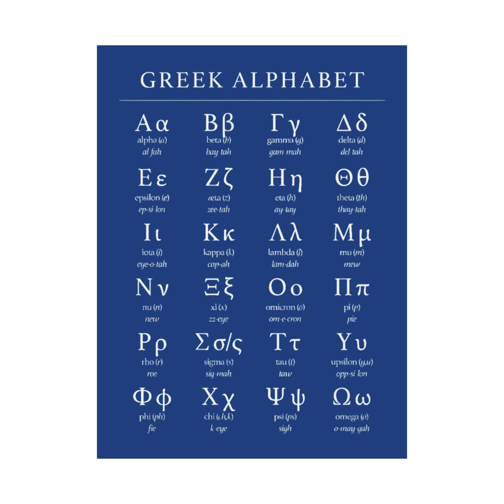 Greek Alphabet -  Dark Blue Matte Vertical Posters