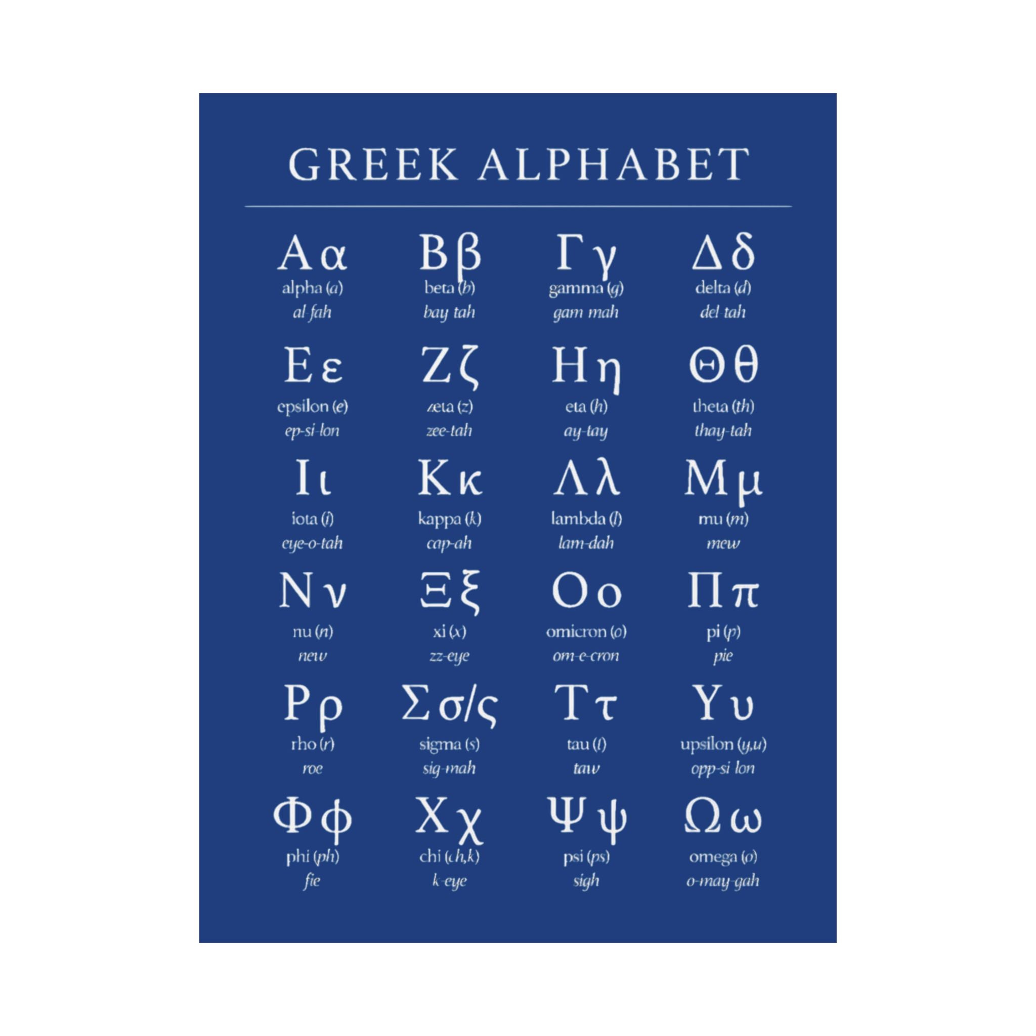 Greek Alphabet -  Dark Blue Matte Vertical Posters