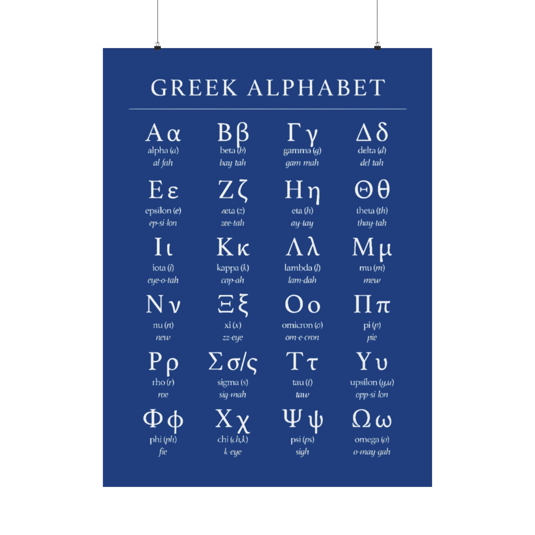 Greek Alphabet -  Dark Blue Matte Vertical Posters