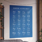 Greek Alphabet -  Aqua Blue Matte Vertical Posters