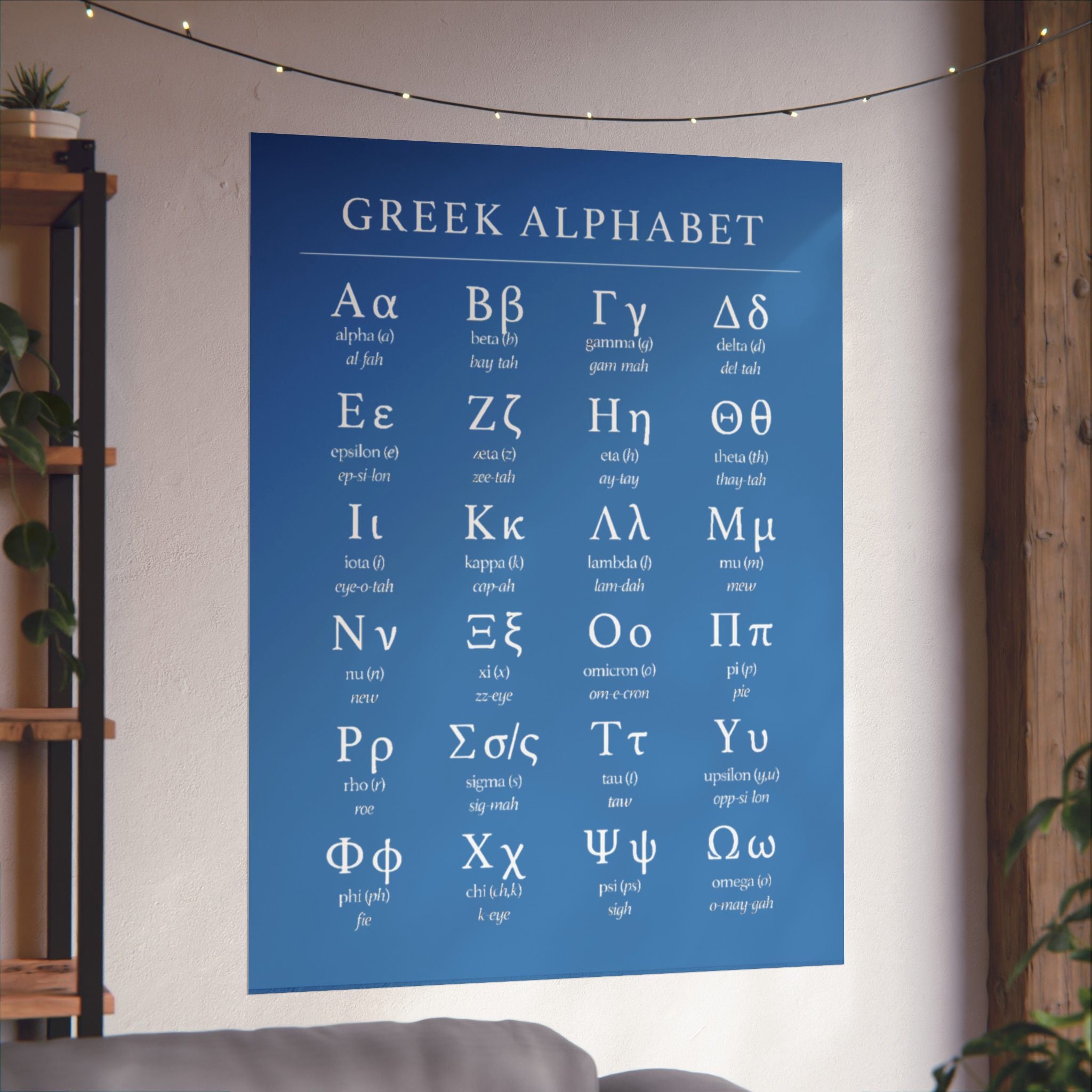 Greek Alphabet -  Aqua Blue Matte Vertical Posters