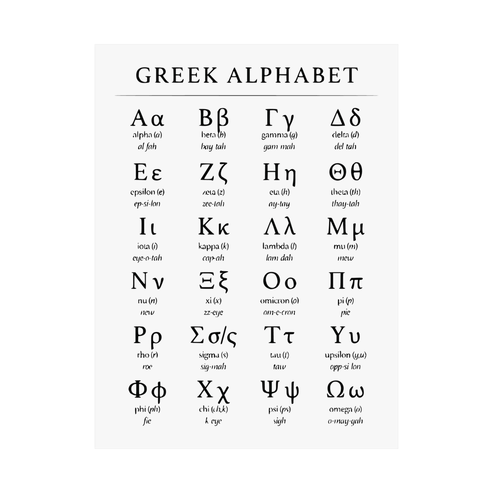 Greek Alphabet - Matte Vertical Posters
