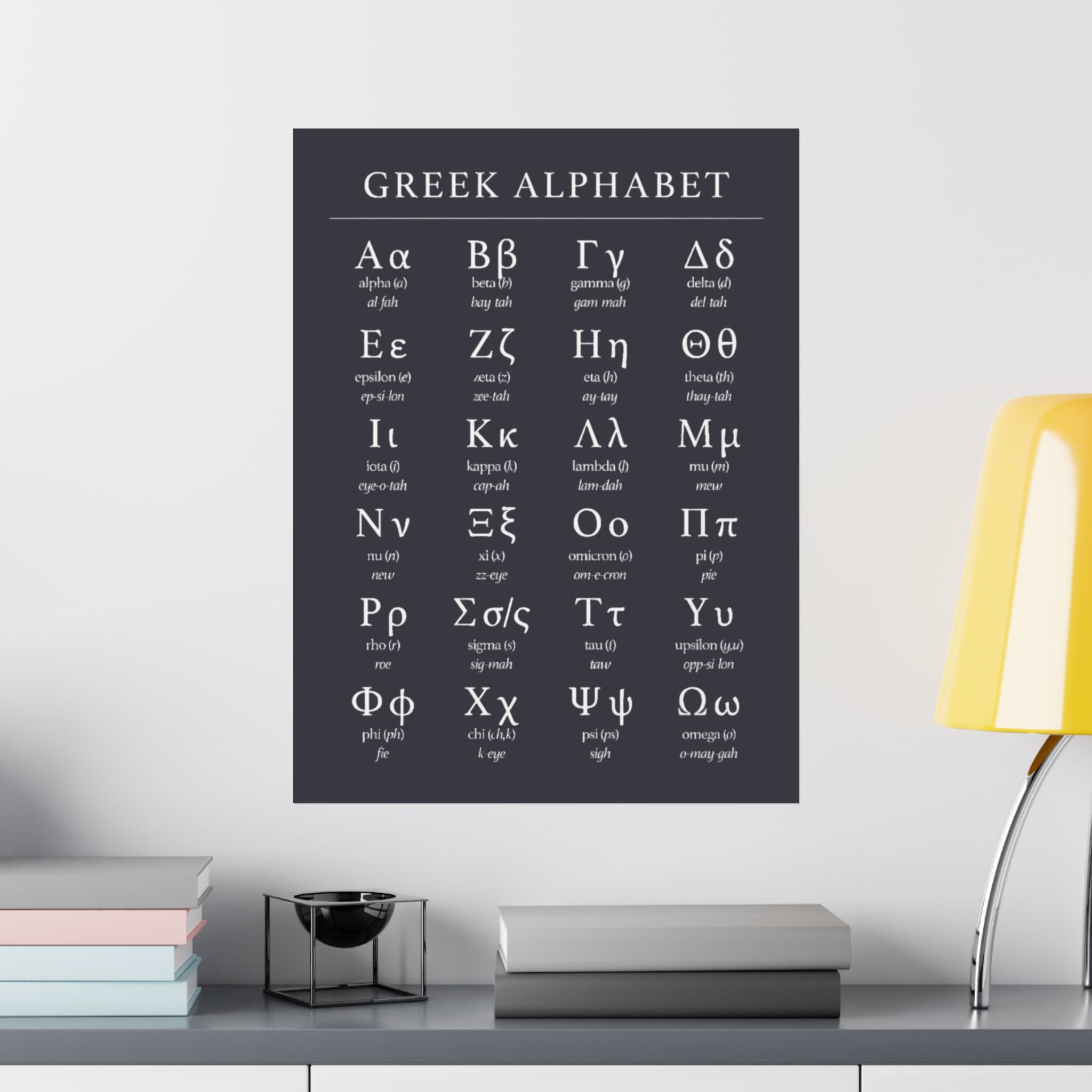 Greek Alphabet -  Dark Charcoal Matte Vertical Posters