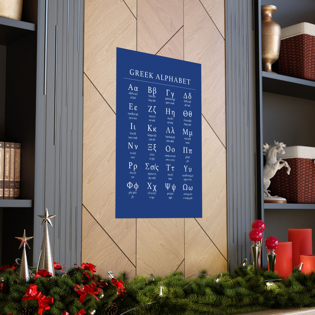 Greek Alphabet -  Dark Blue Matte Vertical Posters