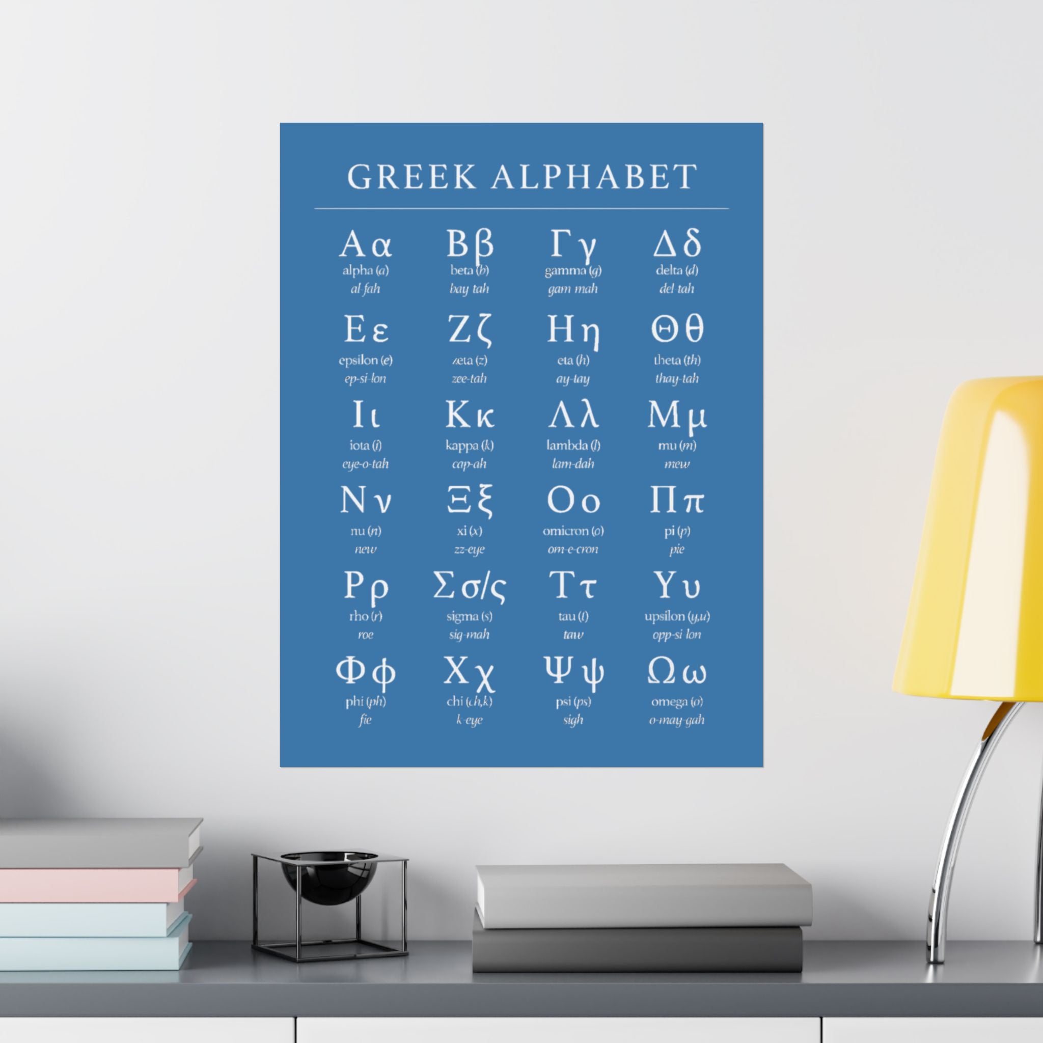 Greek Alphabet -  Aqua Blue Matte Vertical Posters