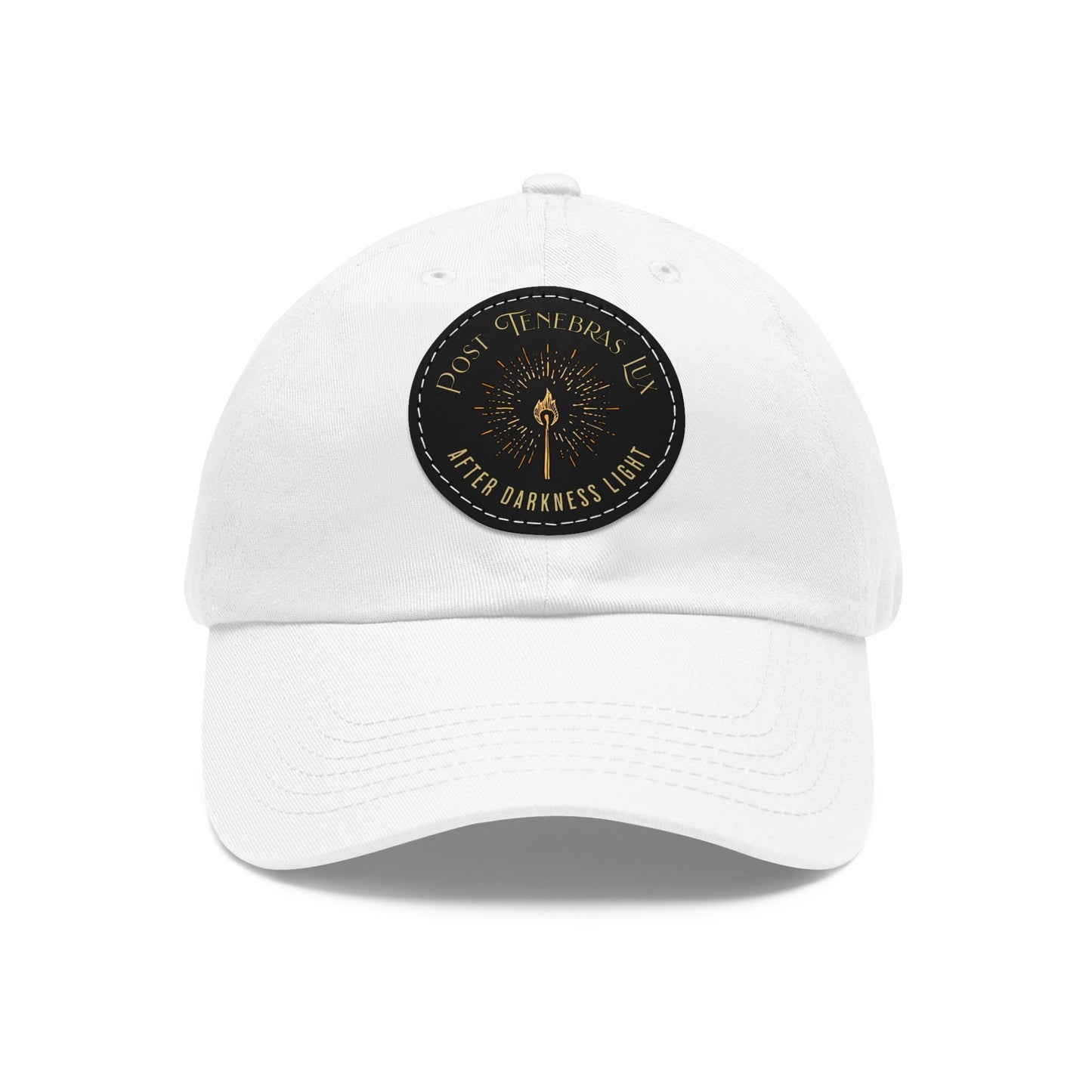 Post Tenebras Lux Dad Hat with Round Leather Patch Calvinist Apparel™