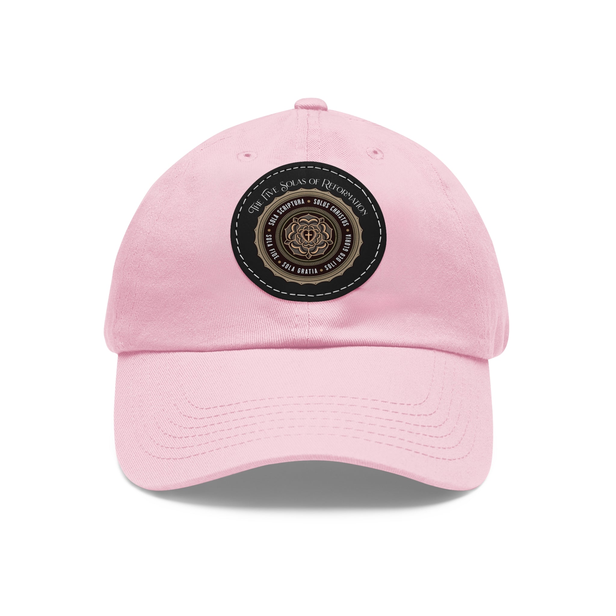 The 5 Solas of Reformation Dad Hat with Round Leather Patch