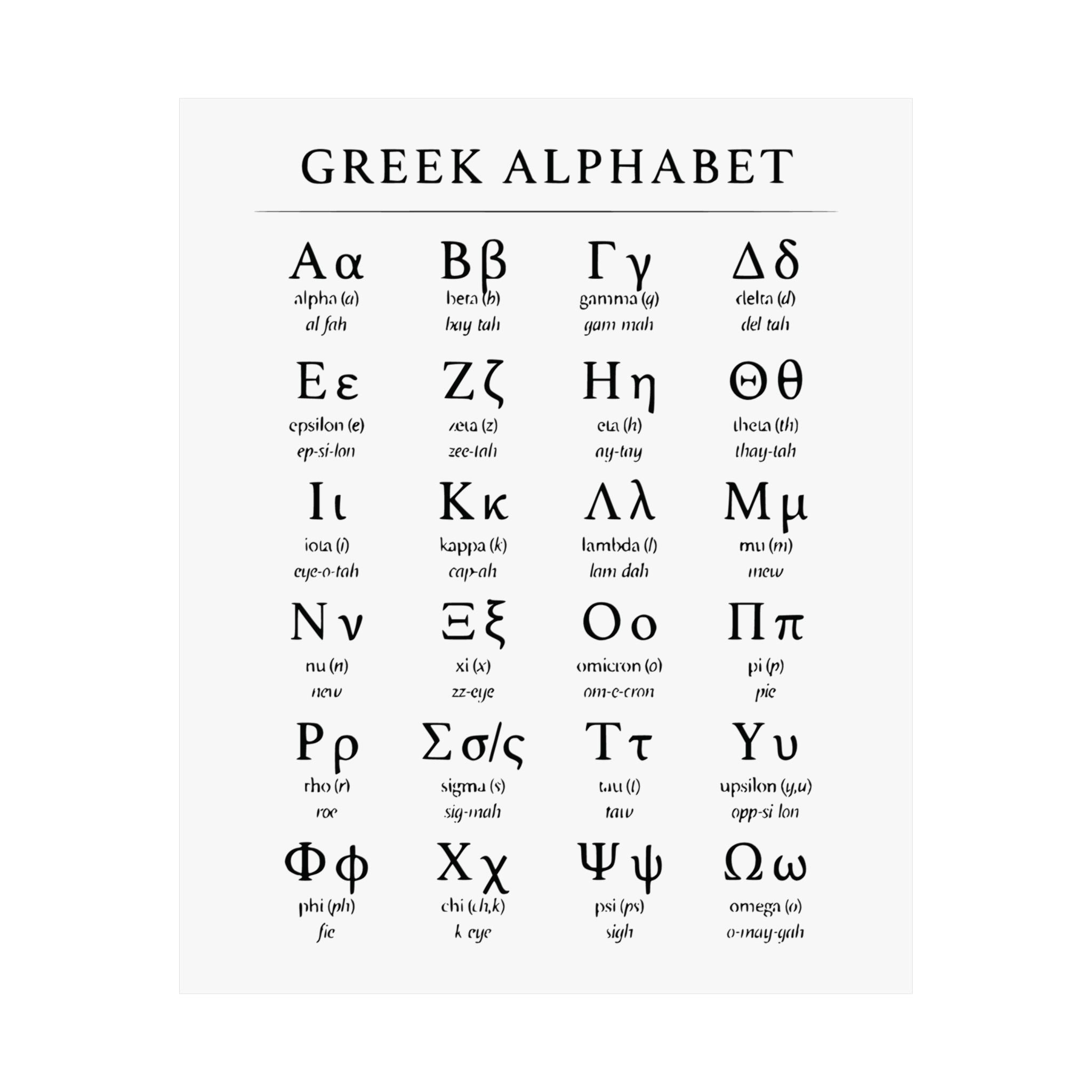 Greek Alphabet - Matte Vertical Posters