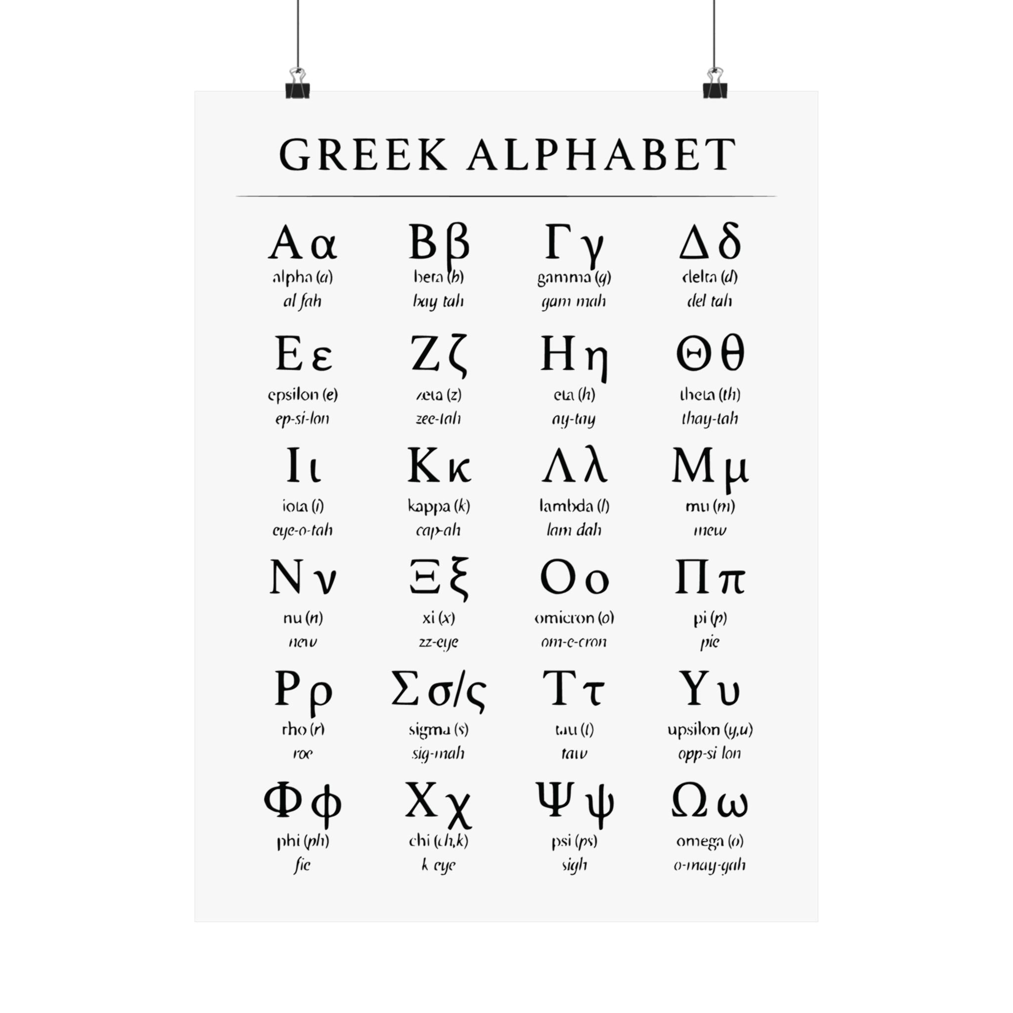 Greek Alphabet - Matte Vertical Posters
