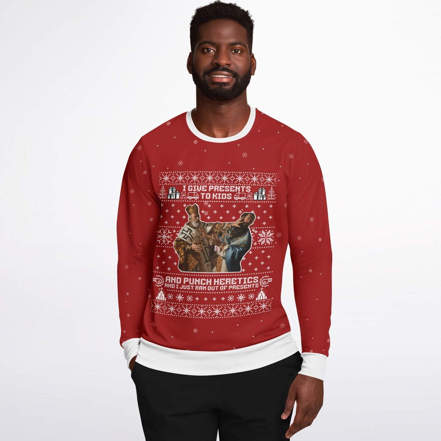 Punching Heretics Christmas Sweatshirt