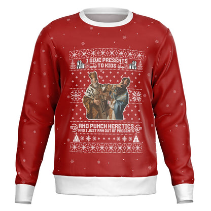 Punching Heretics Christmas Sweatshirt