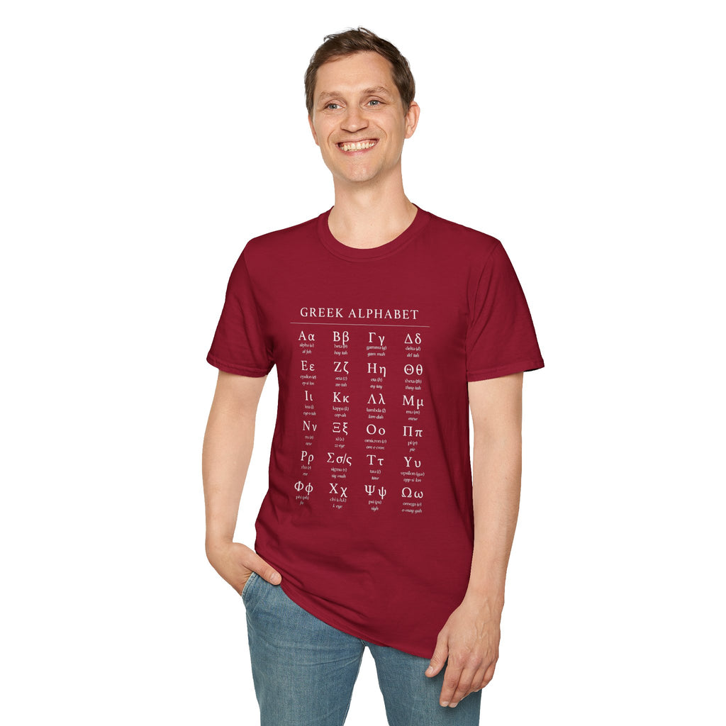 Greek Alphabet Unisex Softstyle T-Shirt - Perfect for Students and Scholars