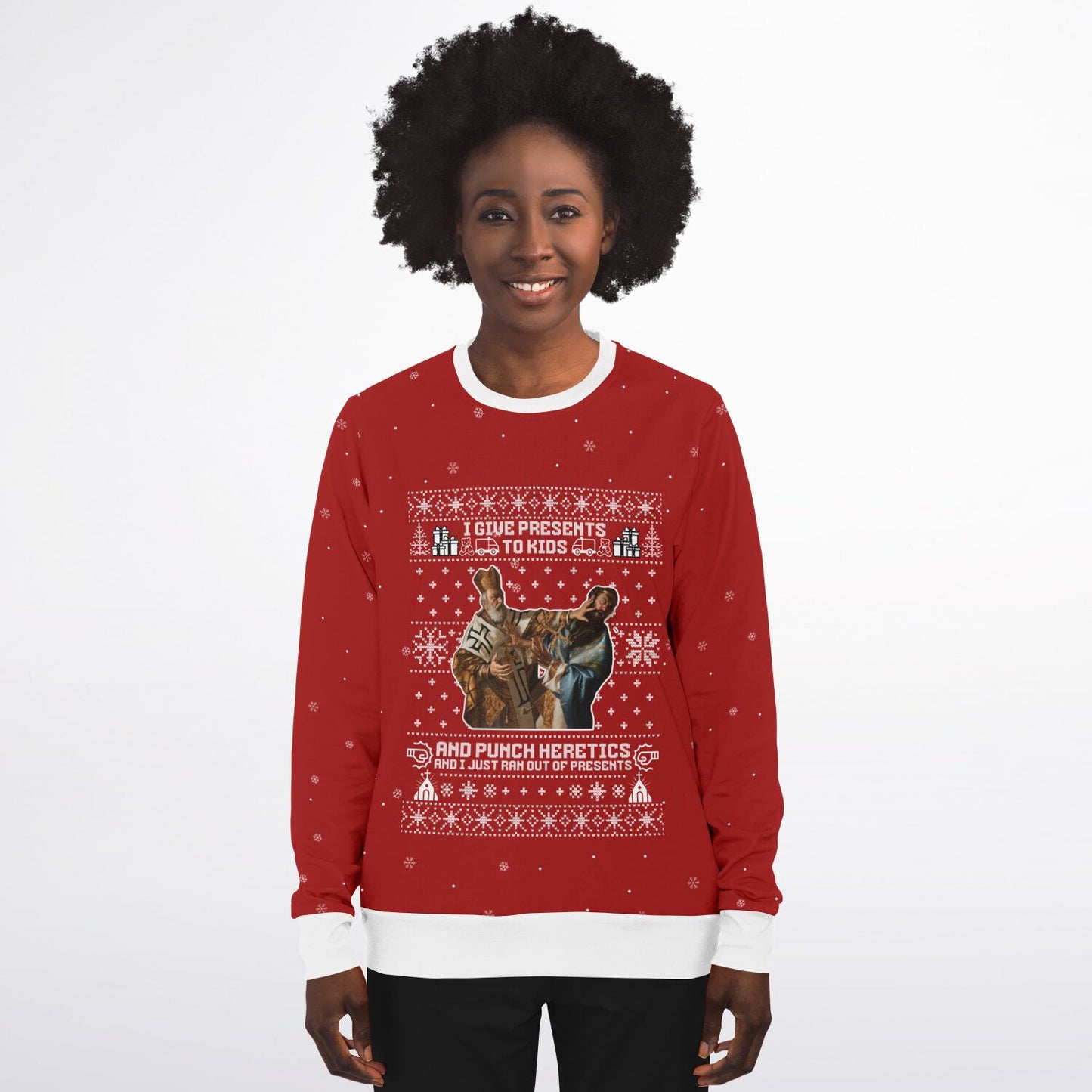 Punching Heretics Christmas Sweatshirt