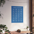 Greek Alphabet -  Aqua Blue Matte Vertical Posters