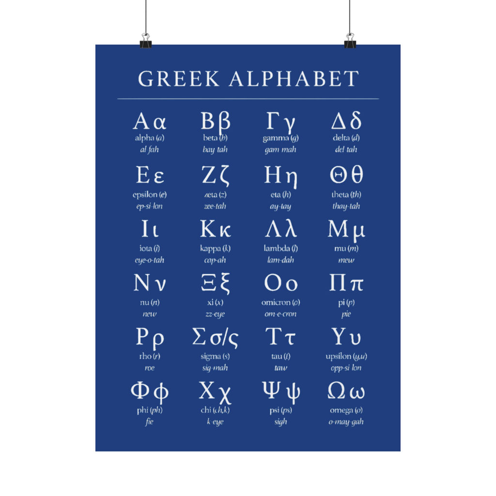 Greek Alphabet -  Dark Blue Matte Vertical Posters