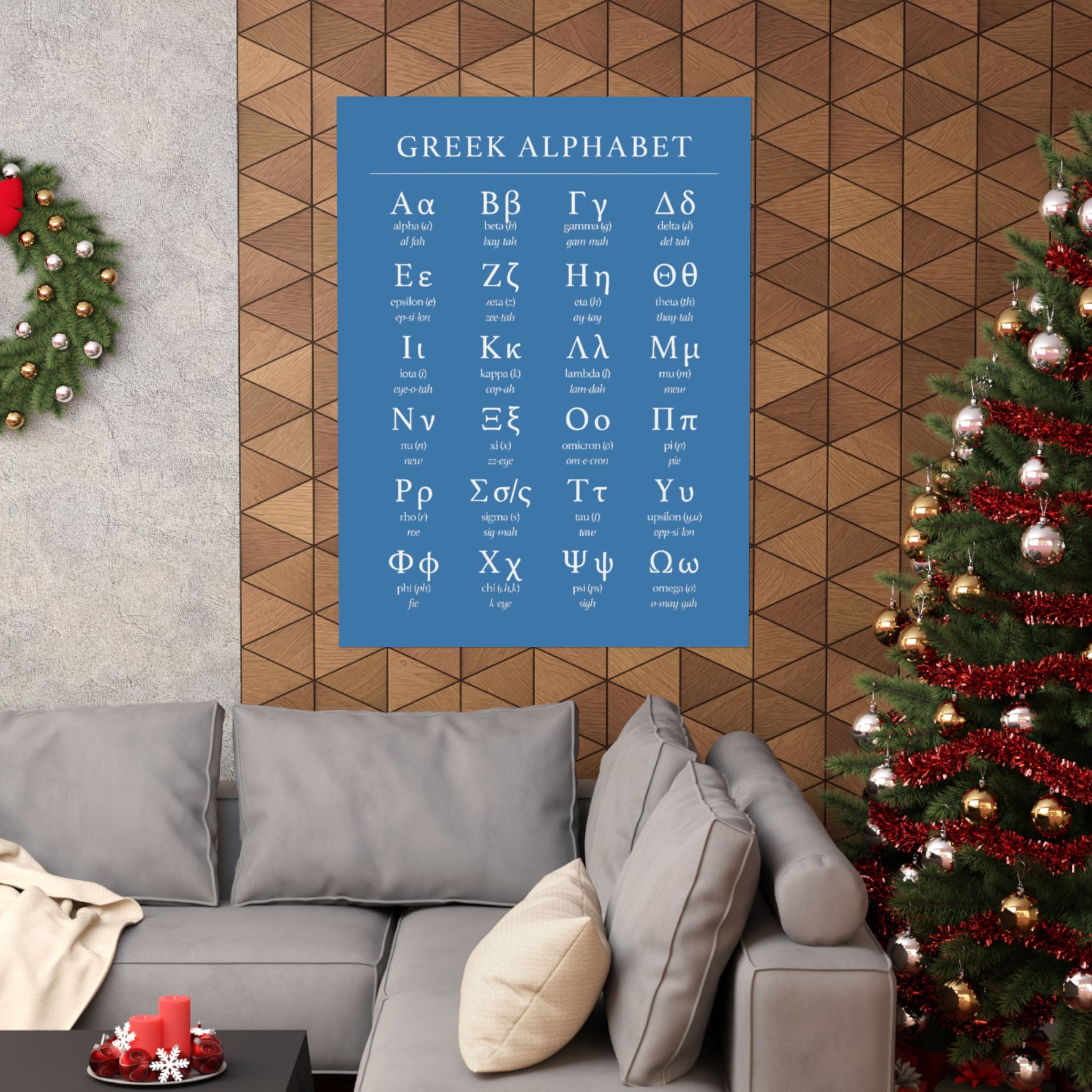 Greek Alphabet -  Aqua Blue Matte Vertical Posters