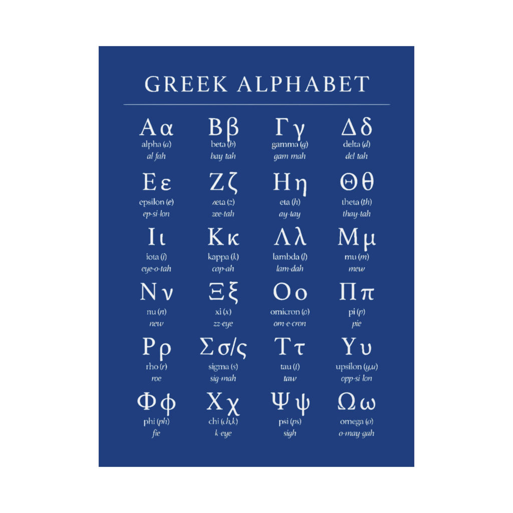 Greek Alphabet -  Dark Blue Matte Vertical Posters