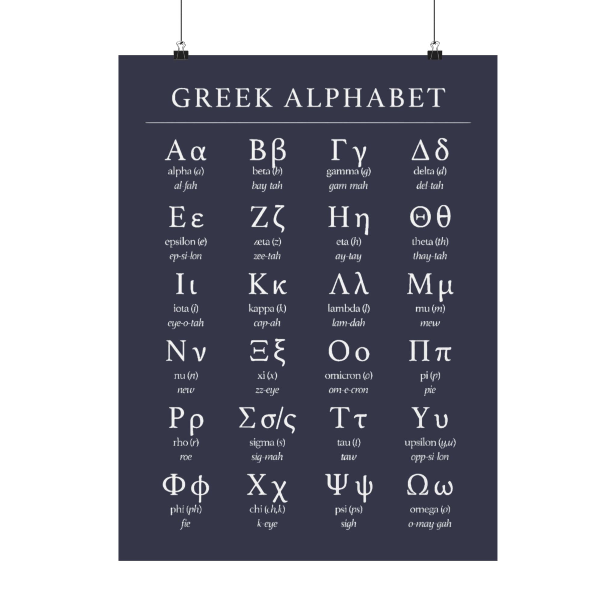 Greek Alphabet -  Dark Grey Matte Vertical Posters