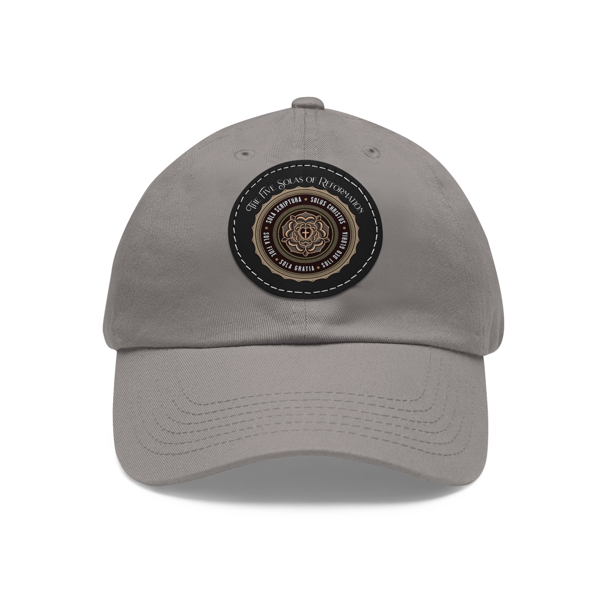 The 5 Solas of Reformation Dad Hat with Round Leather Patch
