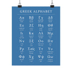 Greek Alphabet -  Aqua Blue Matte Vertical Posters