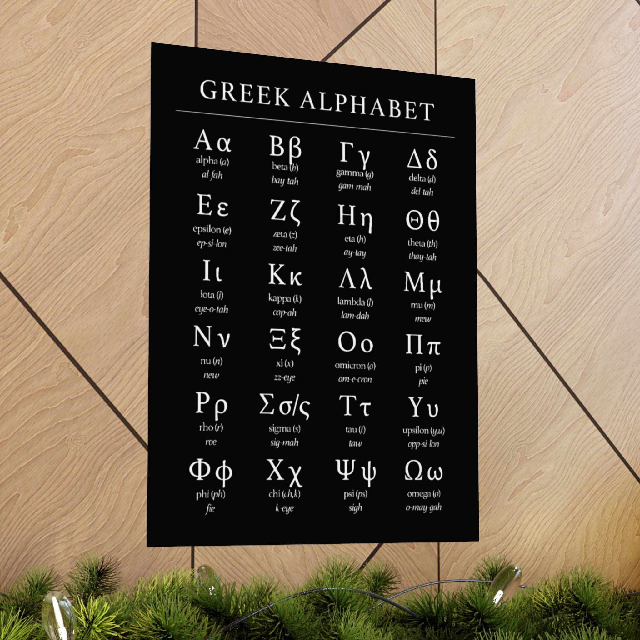 Greek Alphabet -  Black Matte Vertical Posters