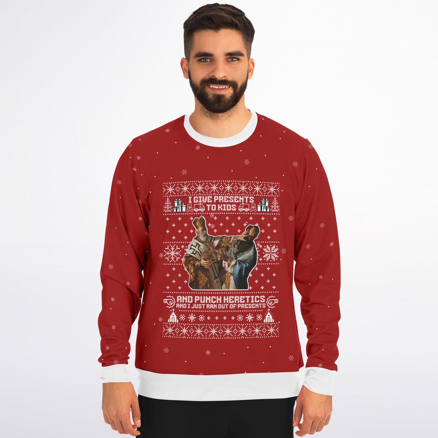 Punching Heretics Christmas Sweatshirt