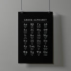 Greek Alphabet -  Black Matte Vertical Posters