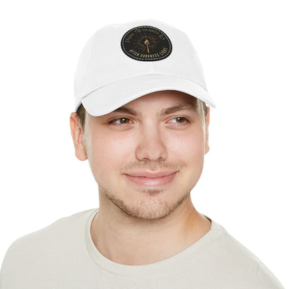 Post Tenebras Lux Dad Hat with Round Leather Patch