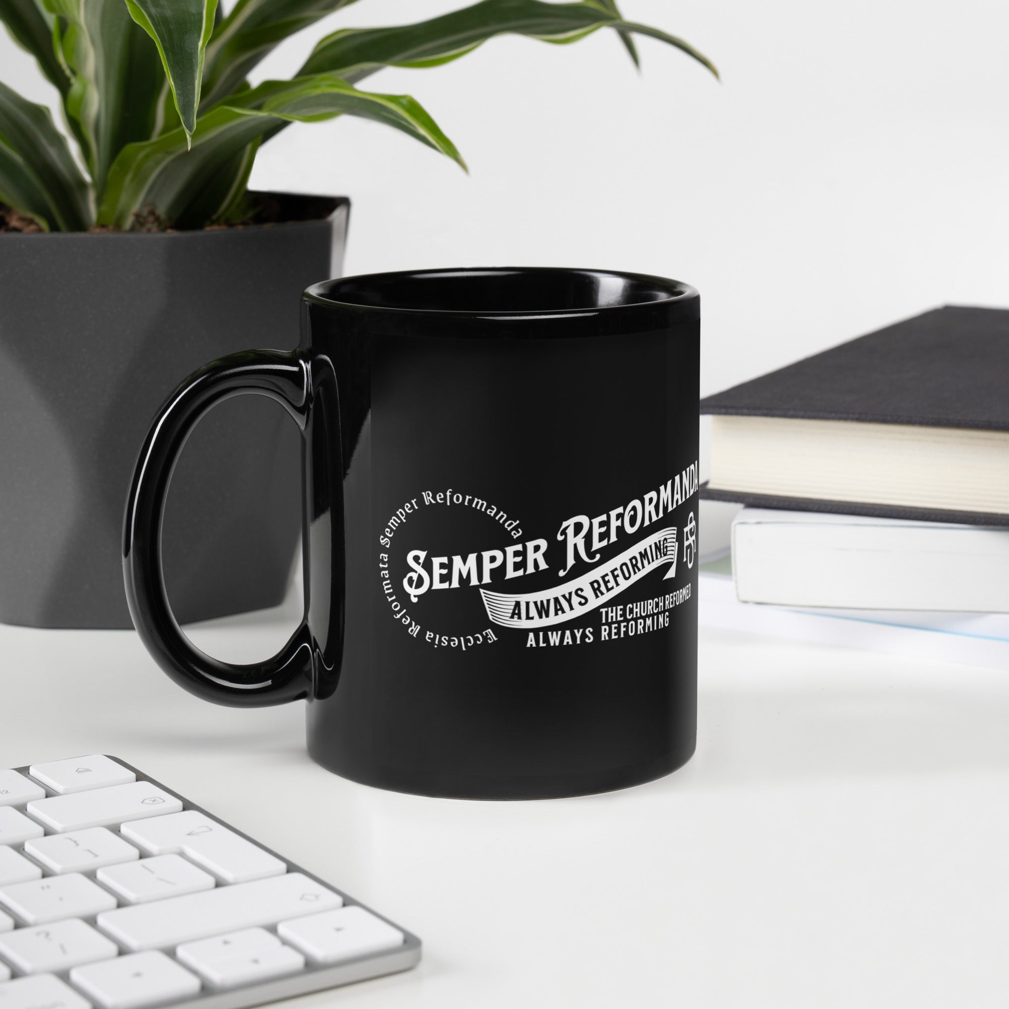 Semper Reformanda - Black Glossy Mug Calvinist Apparel™