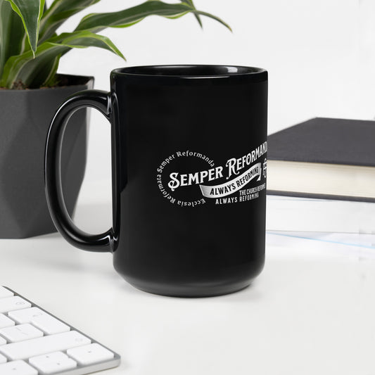 Semper Reformanda - Black Glossy Mug Calvinist Apparel™