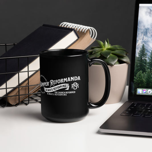 Semper Reformanda Mug - Black Glossy Mug Calvinist Apparel™