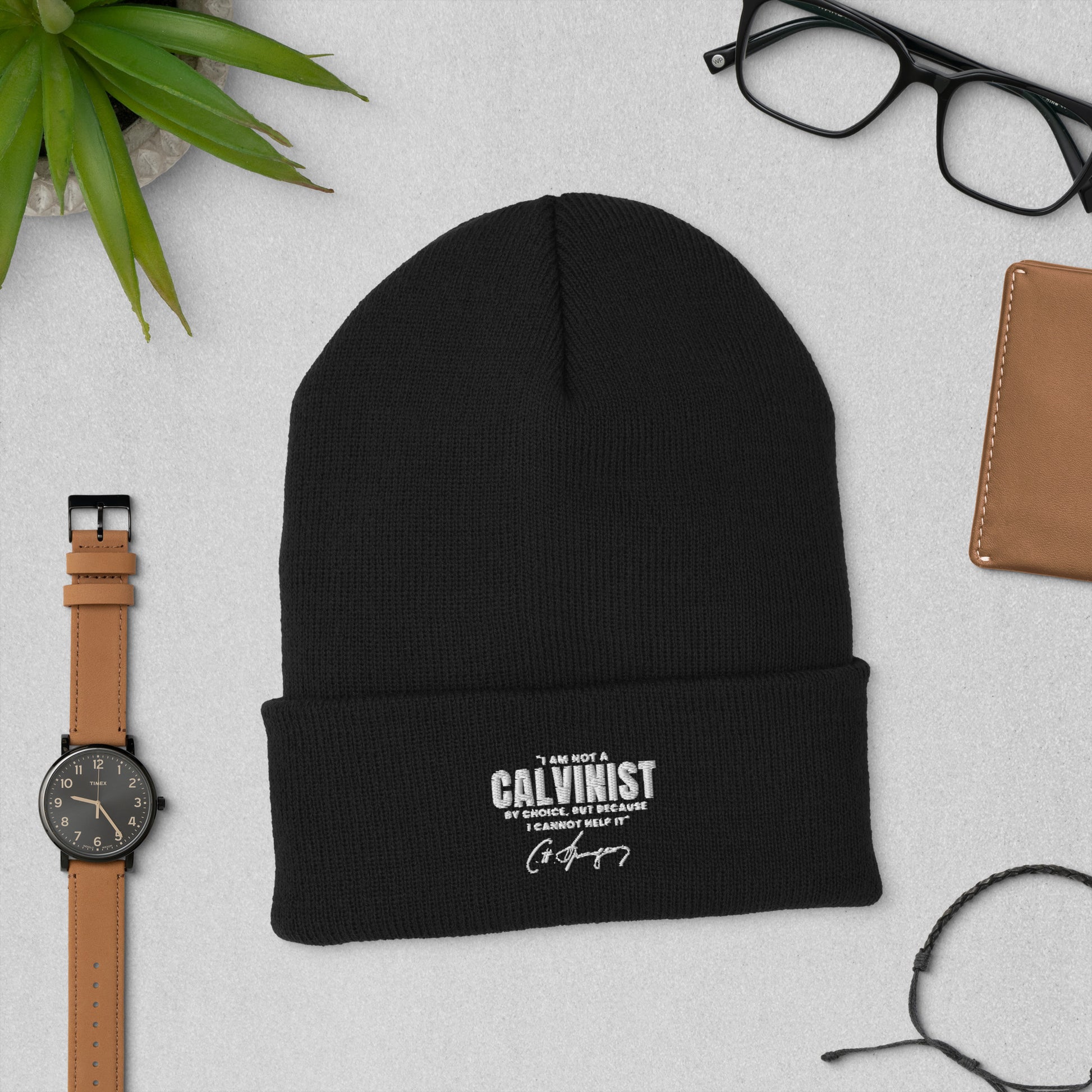 Not a Calvinist by Choice - Embroidered Cuffed Beanie Calvinist Apparel™