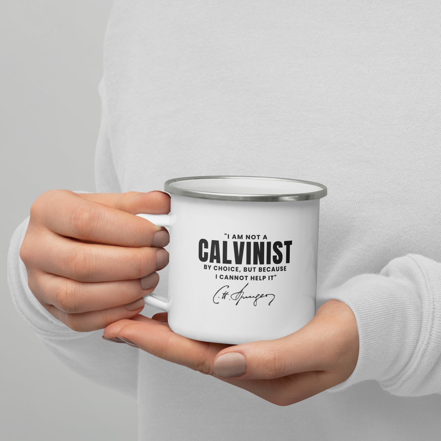 Not a Calvinist by Choice - Enamel Mug Calvinist Apparel™